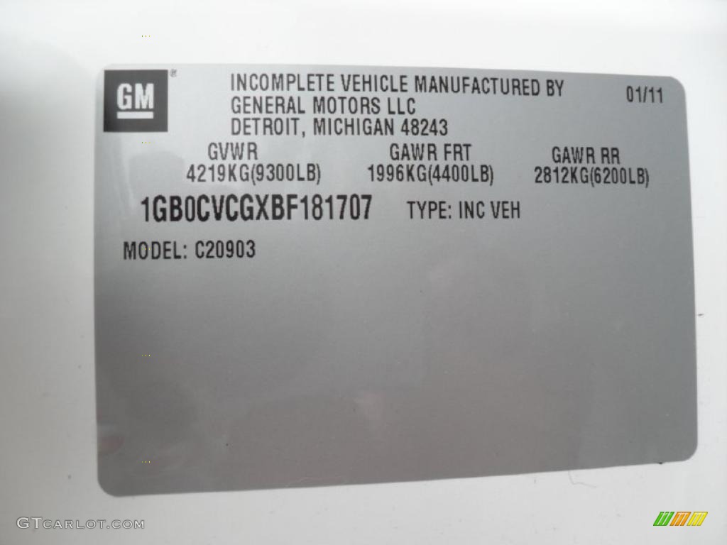 2011 Chevrolet Silverado 2500HD Regular Cab Chassis Info Tag Photo #47069216