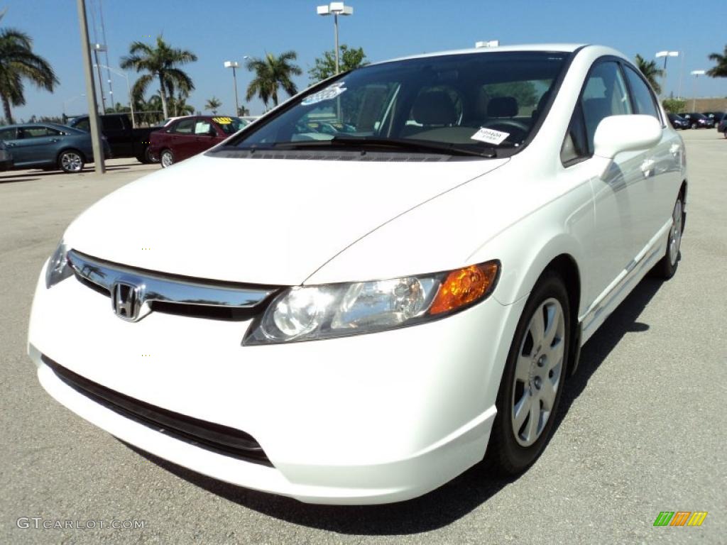 2007 Civic LX Sedan - Taffeta White / Ivory photo #13