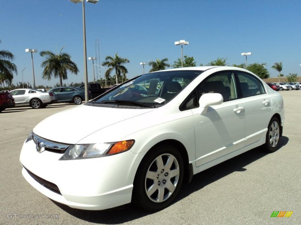 2007 Civic LX Sedan - Taffeta White / Ivory photo #14