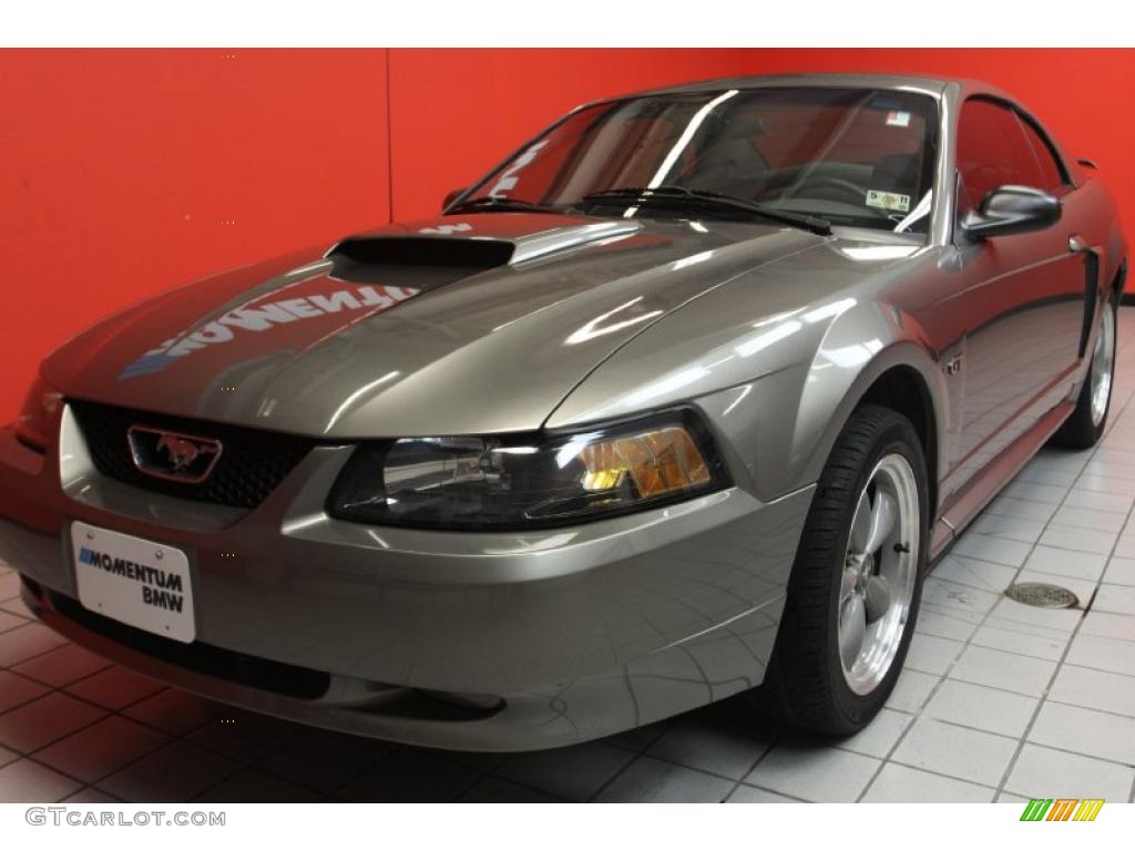 2002 Mustang GT Coupe - Mineral Grey Metallic / Medium Parchment photo #2