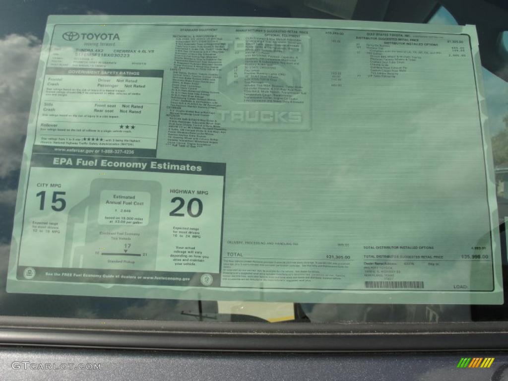 2011 Toyota Tundra TSS CrewMax Window Sticker Photo #47071232