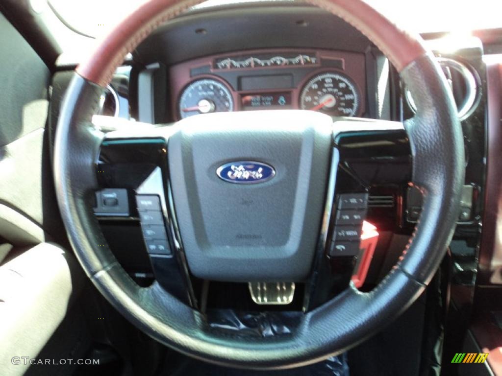 2010 Ford F150 Harley-Davidson SuperCrew Harley Davidson Lava Red/Black Steering Wheel Photo #47071496