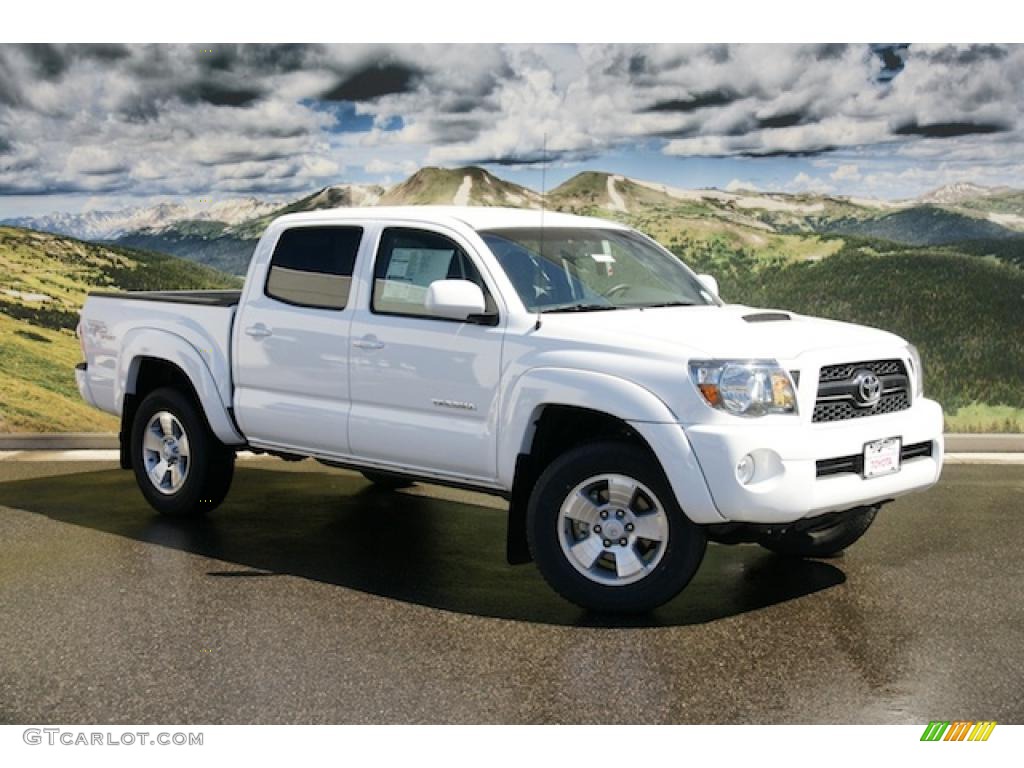 2011 Tacoma V6 TRD Sport Double Cab 4x4 - Super White / Graphite Gray photo #1