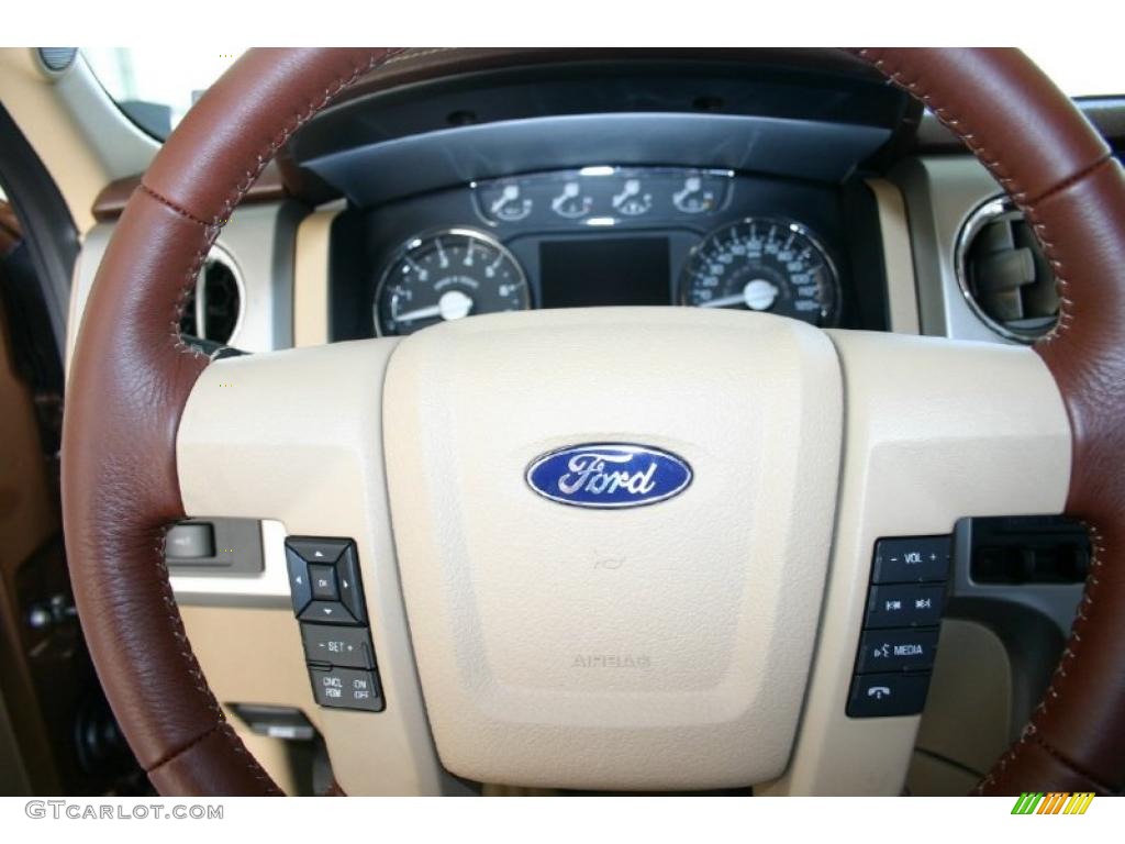 2011 Ford F150 King Ranch SuperCrew 4x4 Chaparral Leather Steering Wheel Photo #47075747