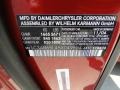 Info Tag of 2005 Crossfire Limited Roadster