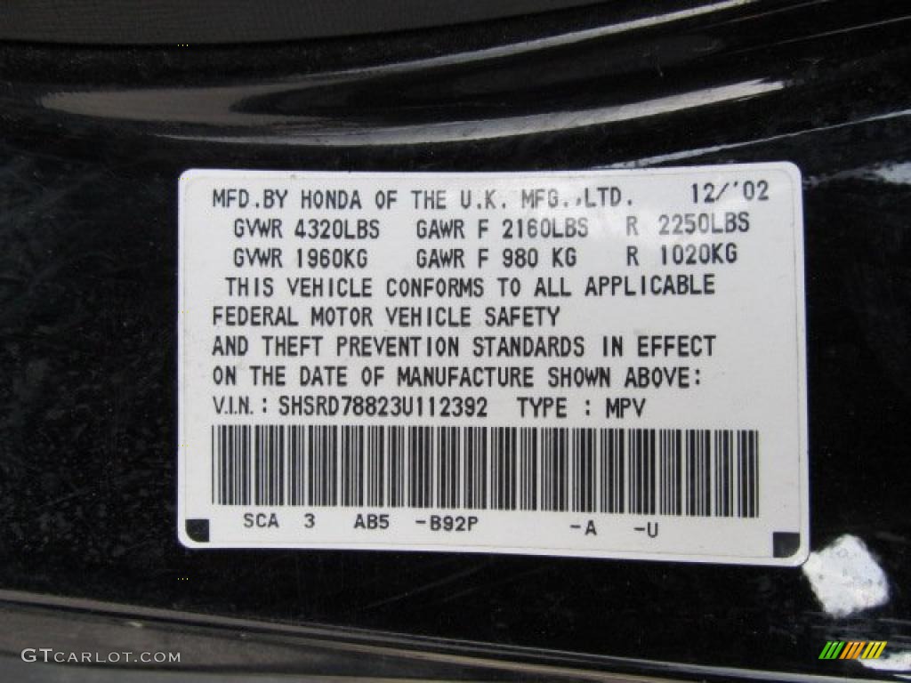 2003 CR-V EX 4WD - Nighthawk Black Pearl / Black photo #19