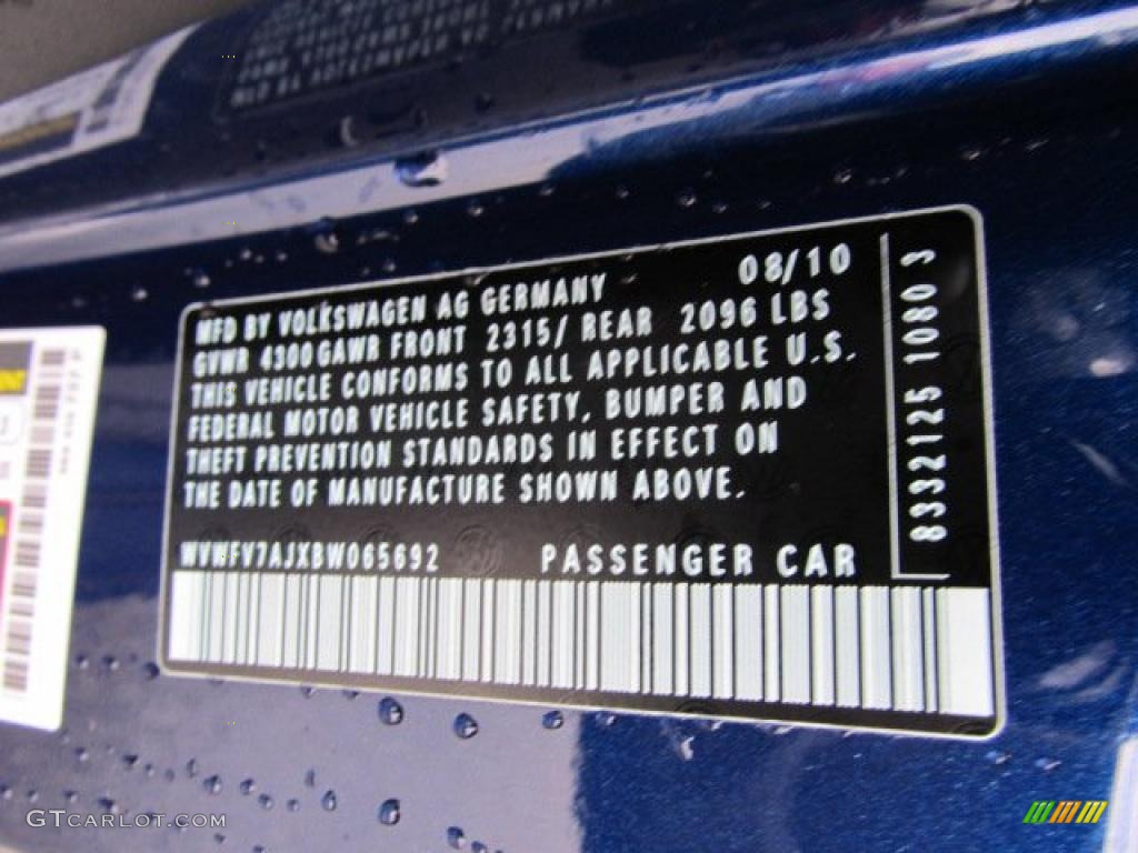 2011 Volkswagen GTI 2 Door Info Tag Photo #47081351