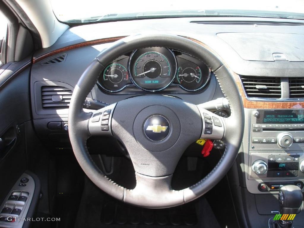 2011 Chevrolet Malibu LTZ Ebony Steering Wheel Photo #47081825