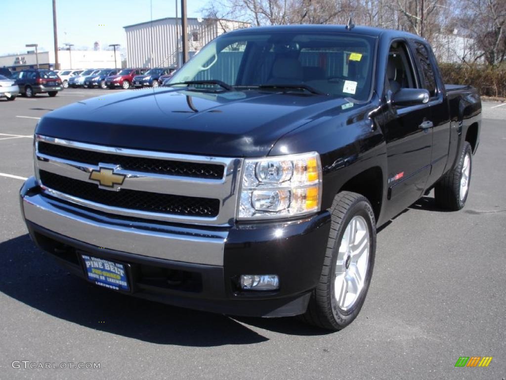 2008 Silverado 1500 LT Extended Cab - Black / Light Cashmere/Ebony Accents photo #1