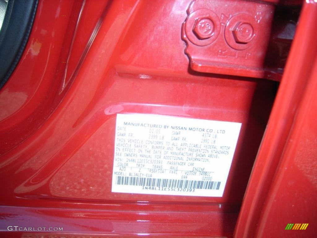 2005 Altima 3.5 SE-R - Code Red / SE-R Charcoal photo #25