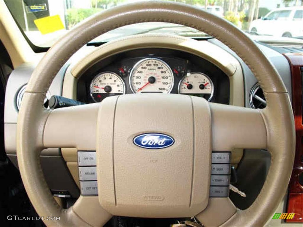 2007 Ford F150 Lariat SuperCrew 4x4 Tan Steering Wheel Photo #47086172