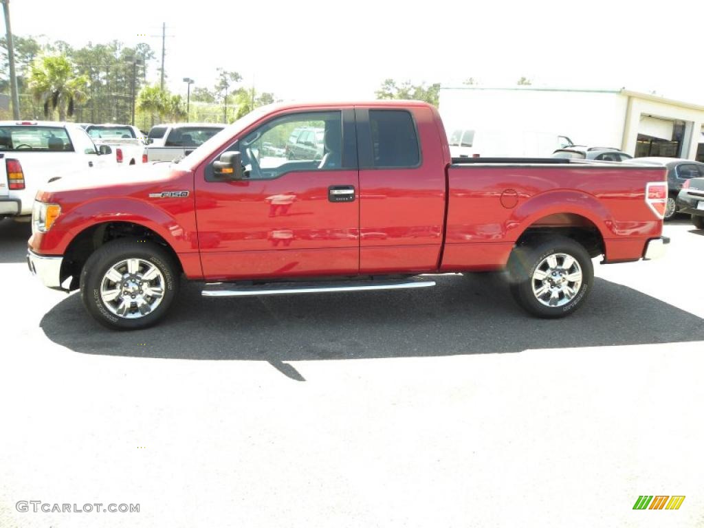 2010 F150 XLT SuperCab - Red Candy Metallic / Medium Stone photo #2