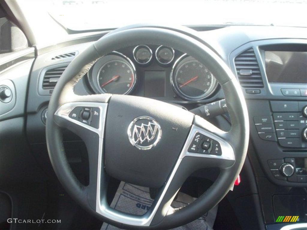 2011 Buick Regal CXL Turbo Ebony Steering Wheel Photo #47089469