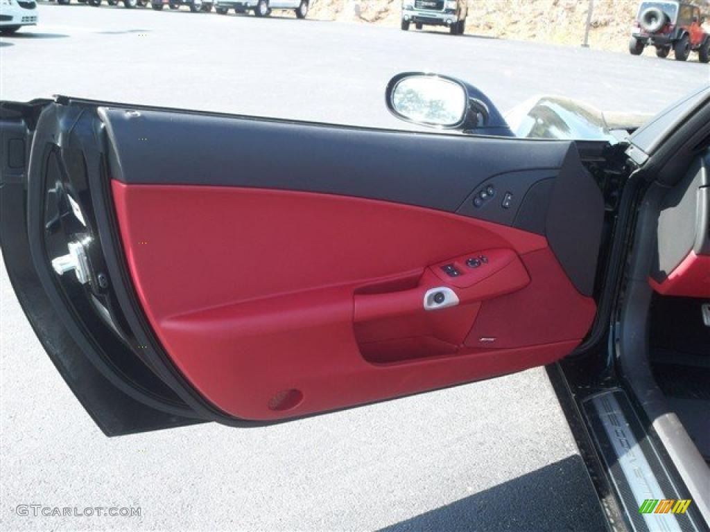 2011 Chevrolet Corvette Grand Sport Convertible Ebony Black/Red Door Panel Photo #47090633