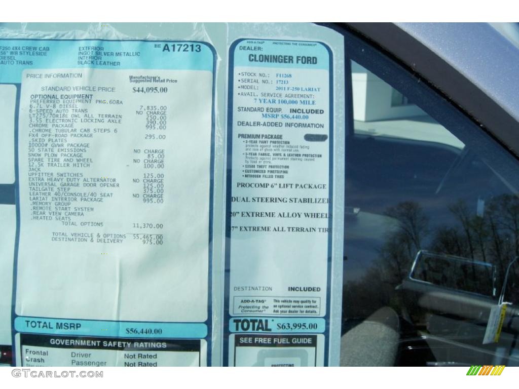 2011 Ford F250 Super Duty Lariat Crew Cab 4x4 Window Sticker Photo #47093552