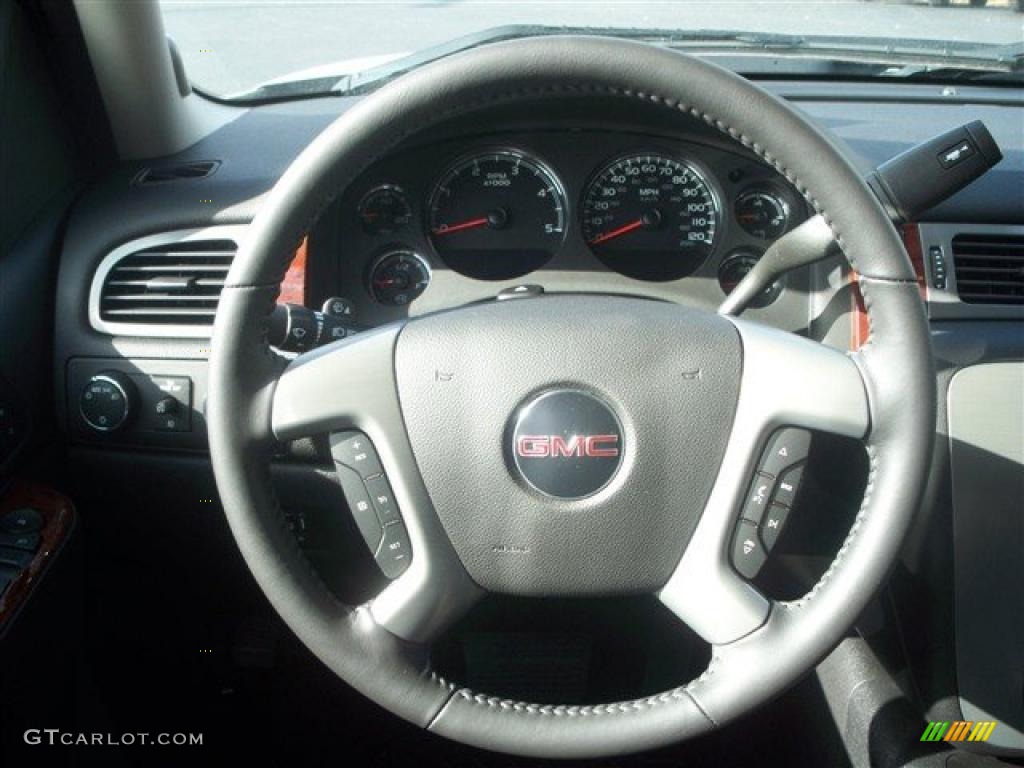 2011 GMC Sierra 2500HD SLT Crew Cab 4x4 Ebony Steering Wheel Photo #47093651