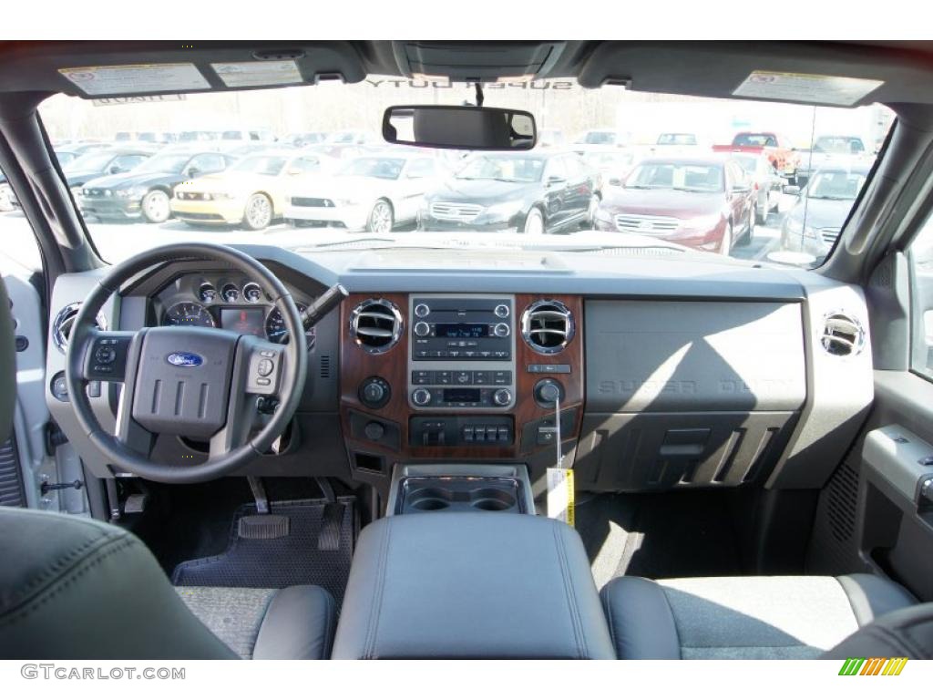 2011 Ford F250 Super Duty Lariat Crew Cab 4x4 Black Two Tone Leather Dashboard Photo #47093888
