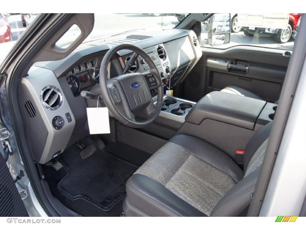 Black Two Tone Leather Interior 2011 Ford F250 Super Duty Lariat Crew Cab 4x4 Photo #47093975