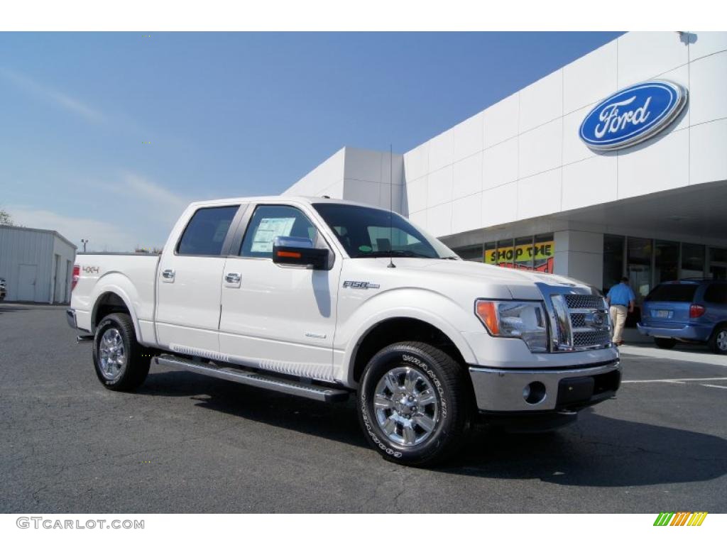 2011 F150 Lariat SuperCrew 4x4 - White Platinum Metallic Tri-Coat / Black photo #1