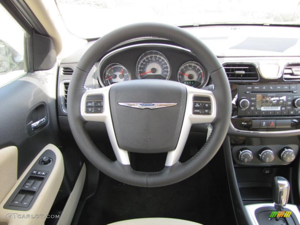 2011 Chrysler 200 Touring Black/Light Frost Beige Steering Wheel Photo #47099993