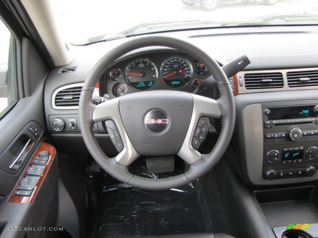 2011 GMC Sierra 1500 SLT Crew Cab Ebony Steering Wheel Photo #47100233