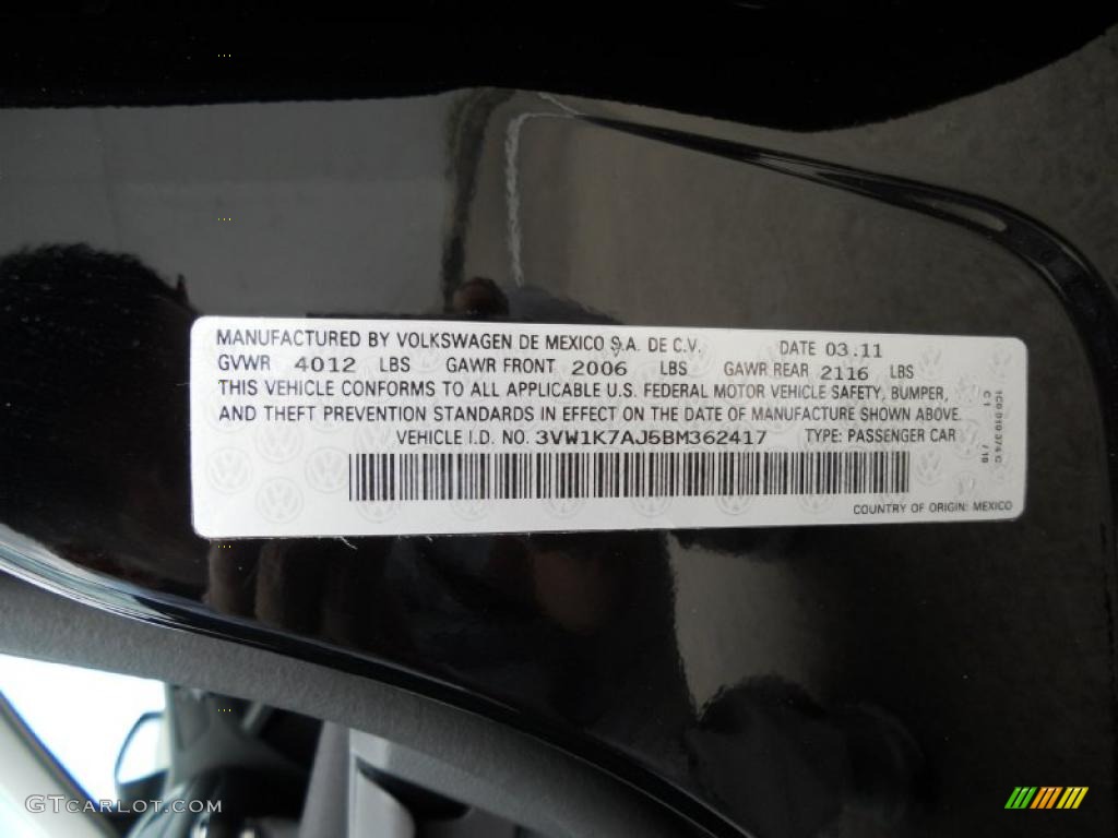 2011 Volkswagen Jetta S Sedan Info Tag Photo #47100488