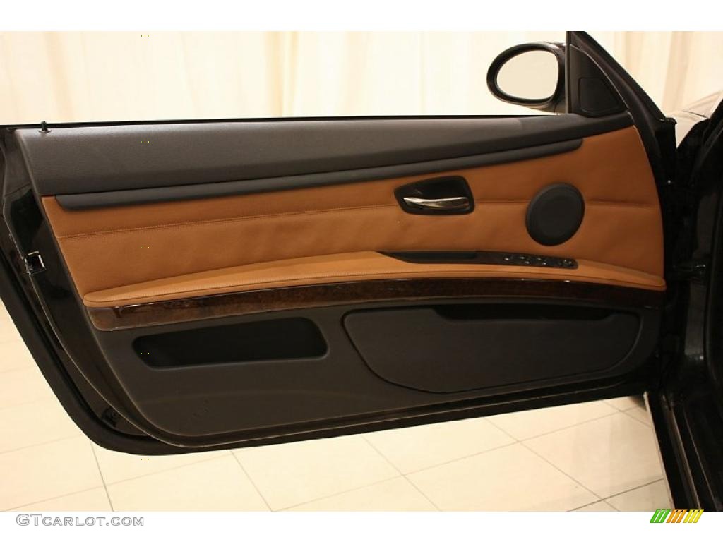 2008 BMW 3 Series 328i Convertible Saddle Brown/Black Door Panel Photo #47109800