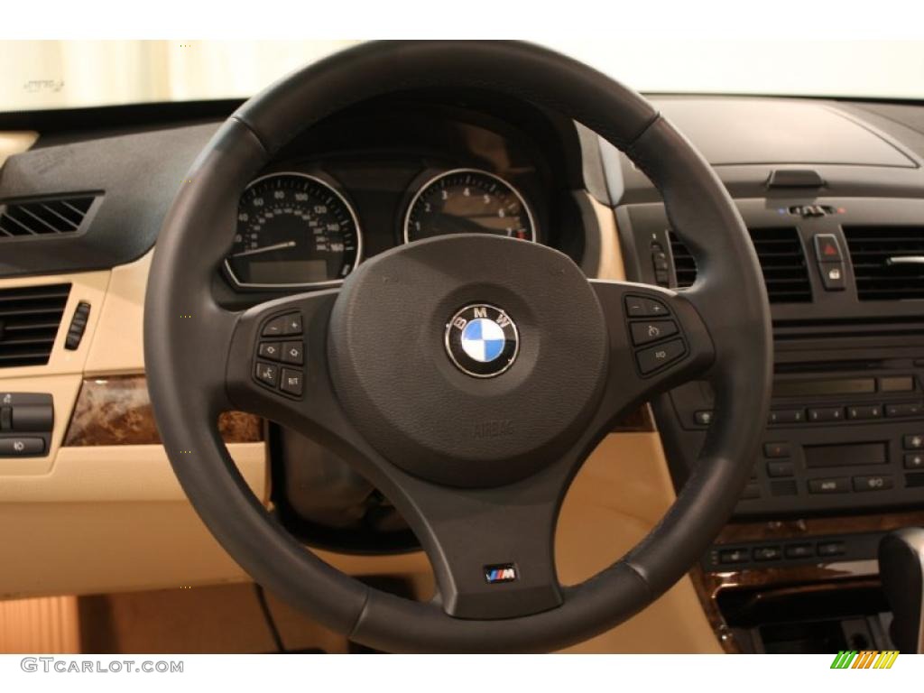 2008 BMW X3 3.0si Beige Steering Wheel Photo #47110346