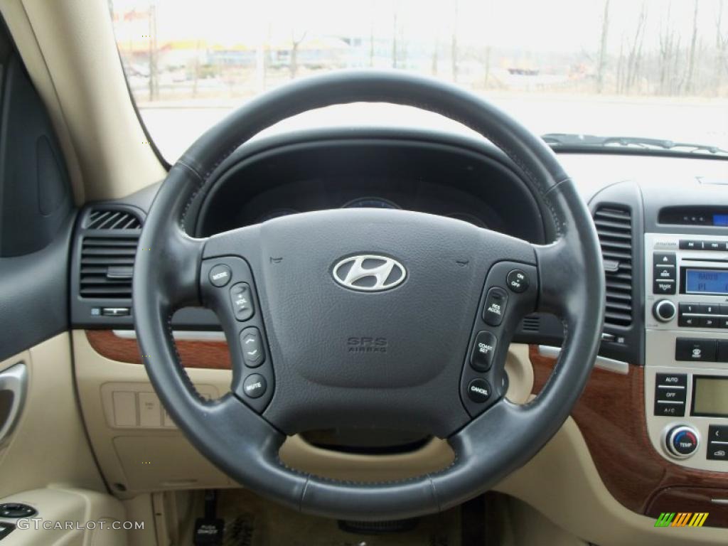 2007 Hyundai Santa Fe Limited Beige Steering Wheel Photo #47111357