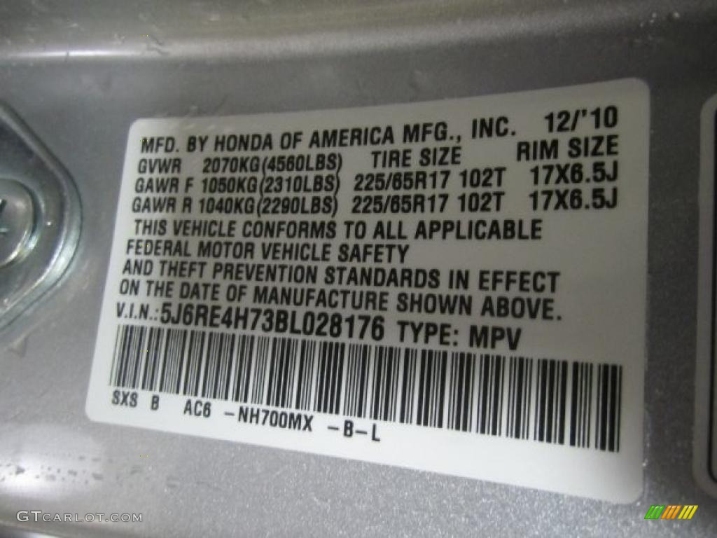2011 CR-V EX-L 4WD - Alabaster Silver Metallic / Gray photo #8