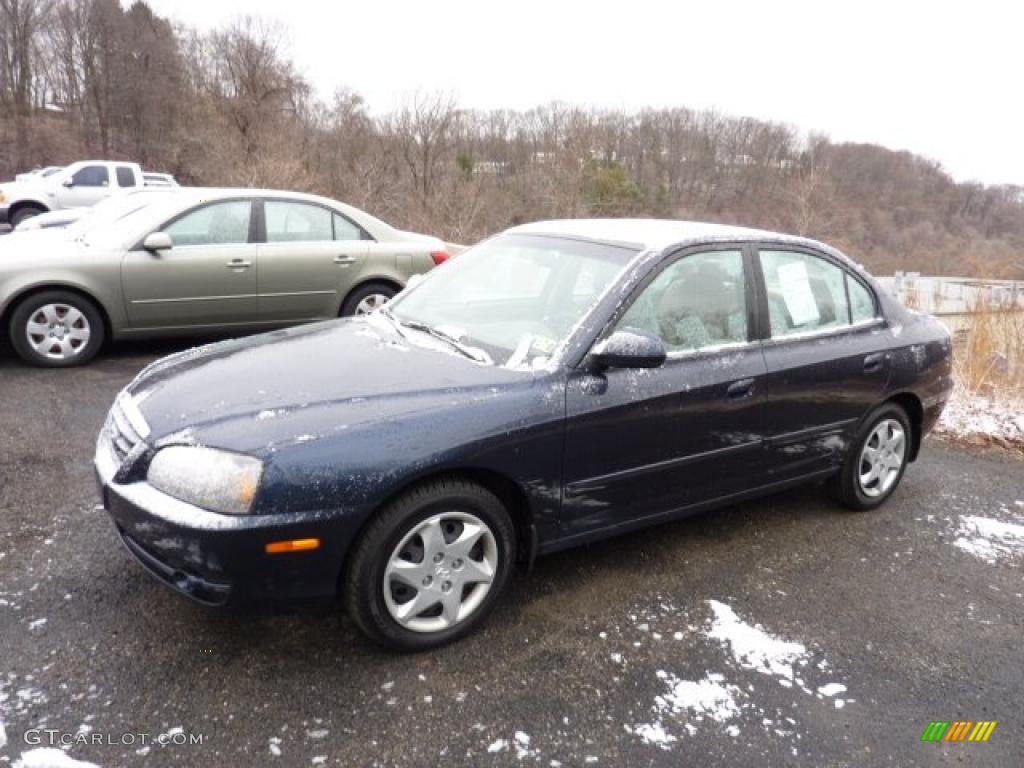 2006 Elantra GLS Sedan - Moonlit Dark Blue / Beige photo #3