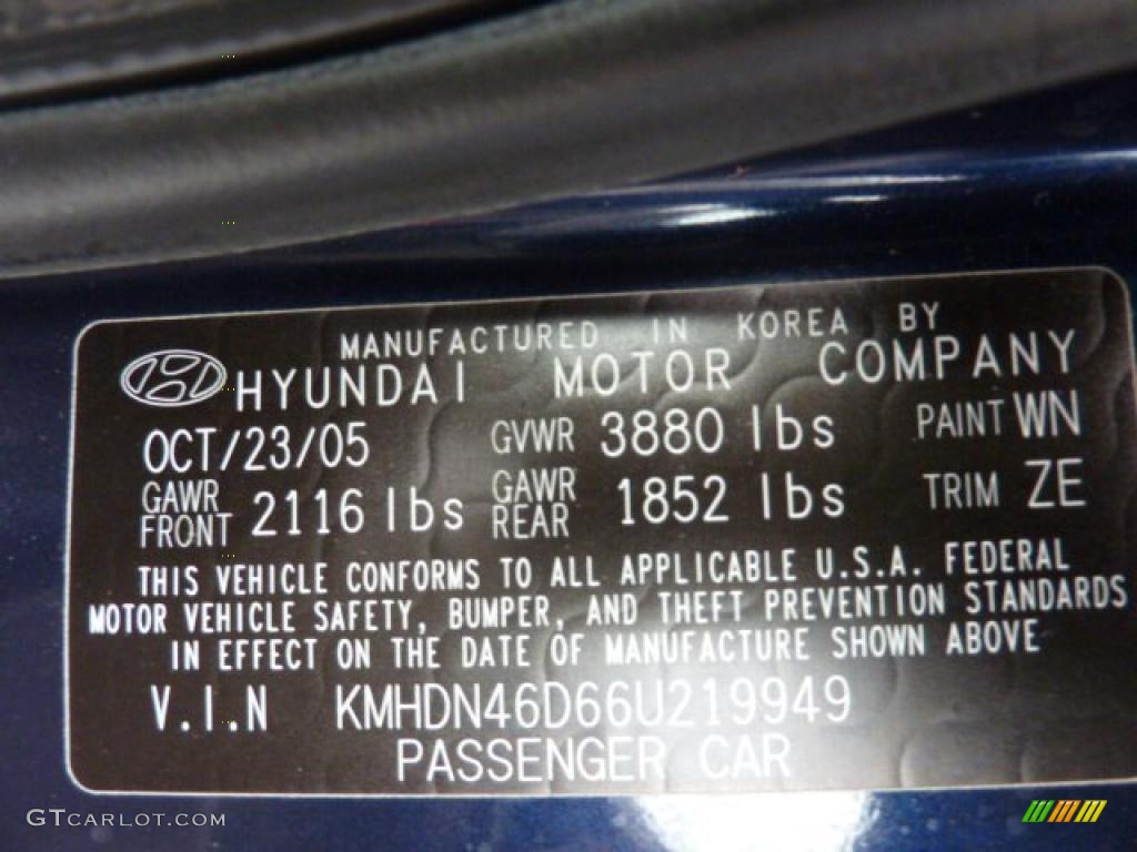 2006 Elantra GLS Sedan - Moonlit Dark Blue / Beige photo #13