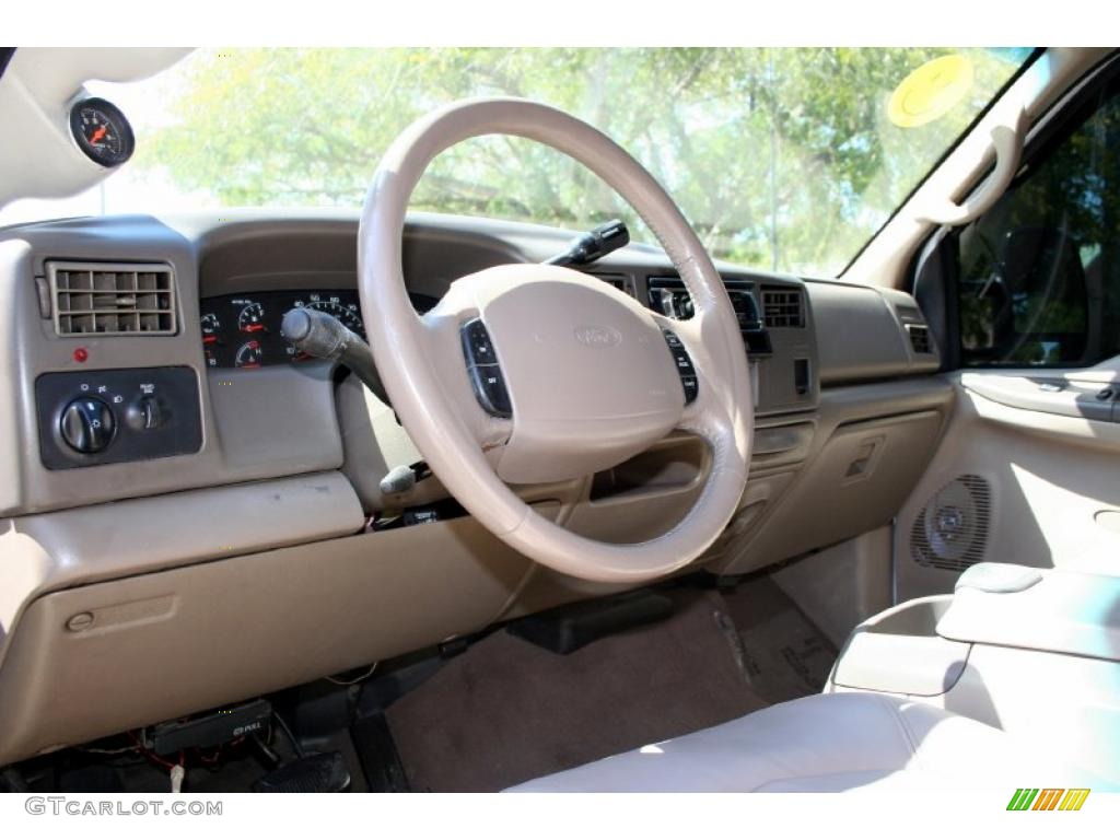 2000 Ford F350 Super Duty Lariat Crew Cab 4x4 Medium Parchment Steering Wheel Photo #47118899