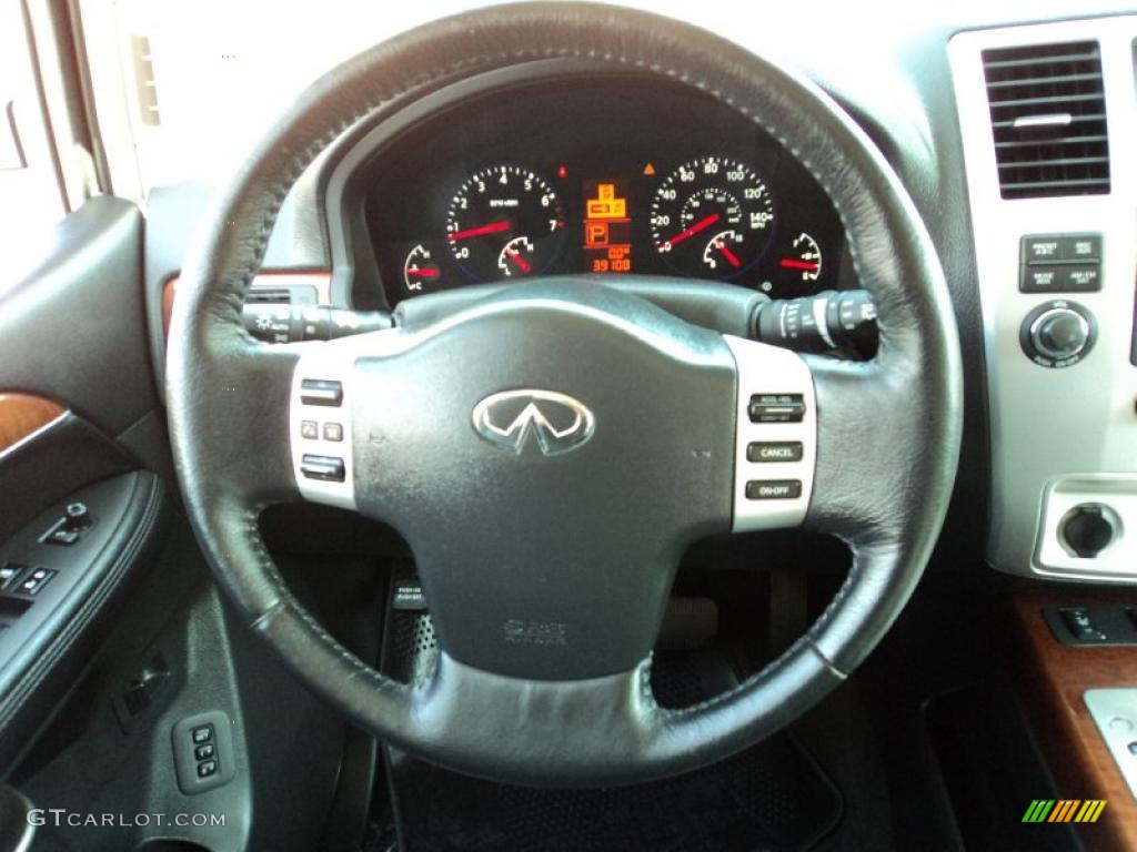 2009 Infiniti QX 56 Charcoal Steering Wheel Photo #47120171