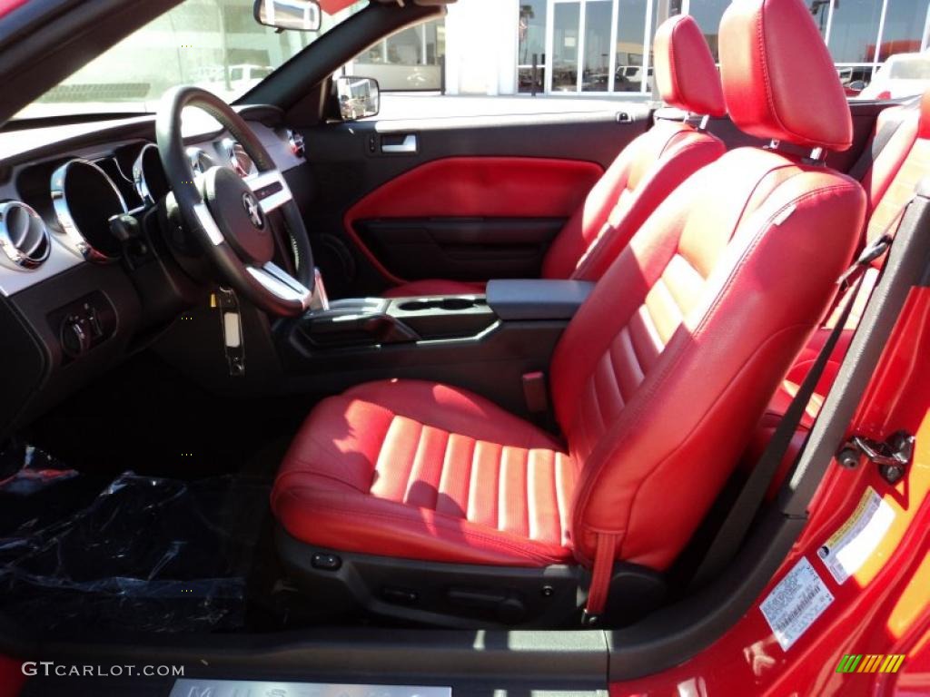 Red Leather Interior 2005 Ford Mustang V6 Premium Convertible Photo #47121678