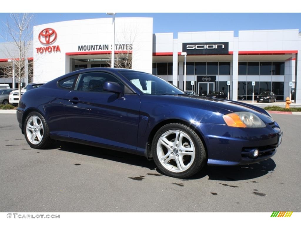 2003 Tiburon GT V6 - Carbon Blue / Black photo #1