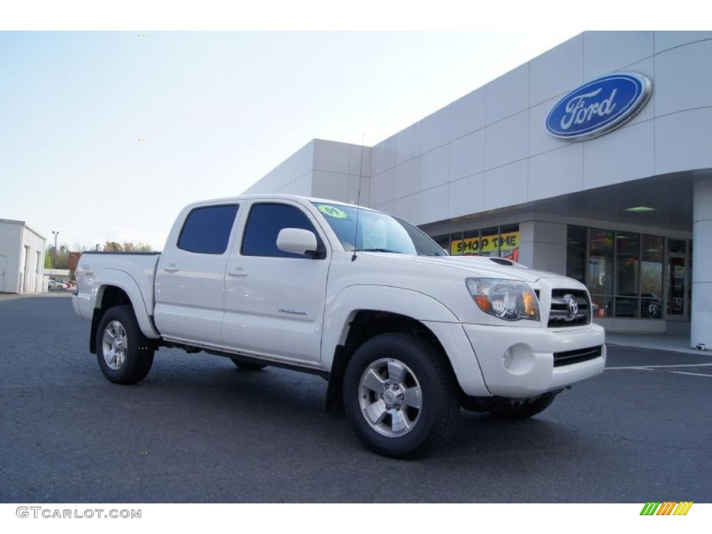 2009 Tacoma V6 TRD Sport Double Cab 4x4 - Super White / Graphite Gray photo #1