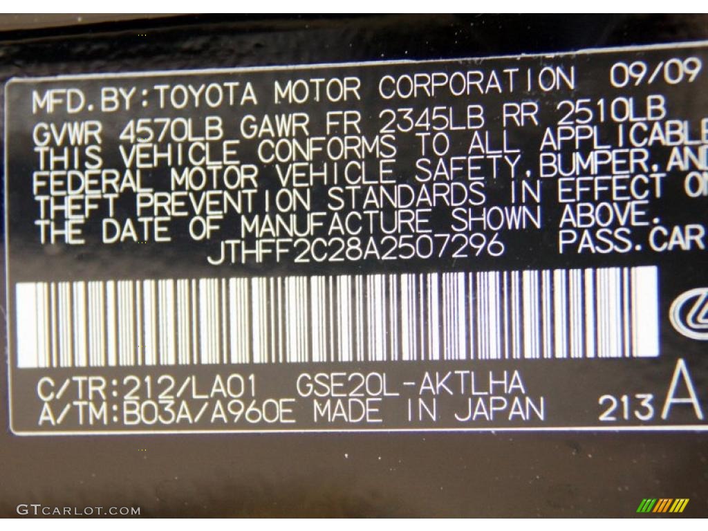 2010 IS Color Code 212 for Obsidian Black Photo #47145309