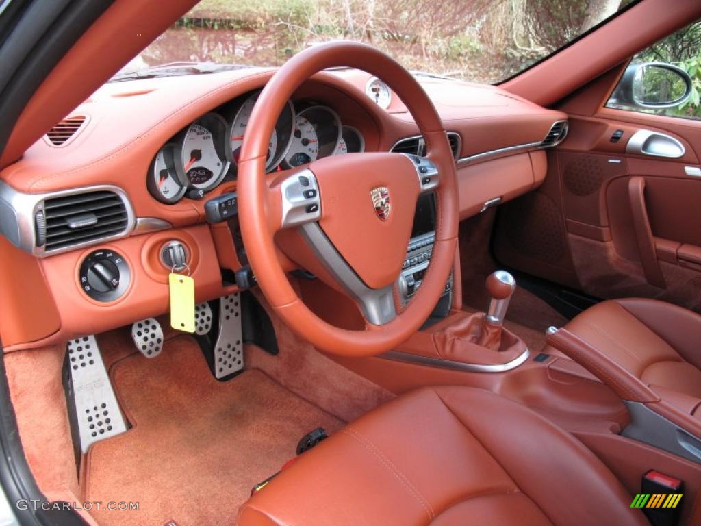 2007 911 Turbo Coupe - Meteor Grey Metallic / Terracotta photo #16