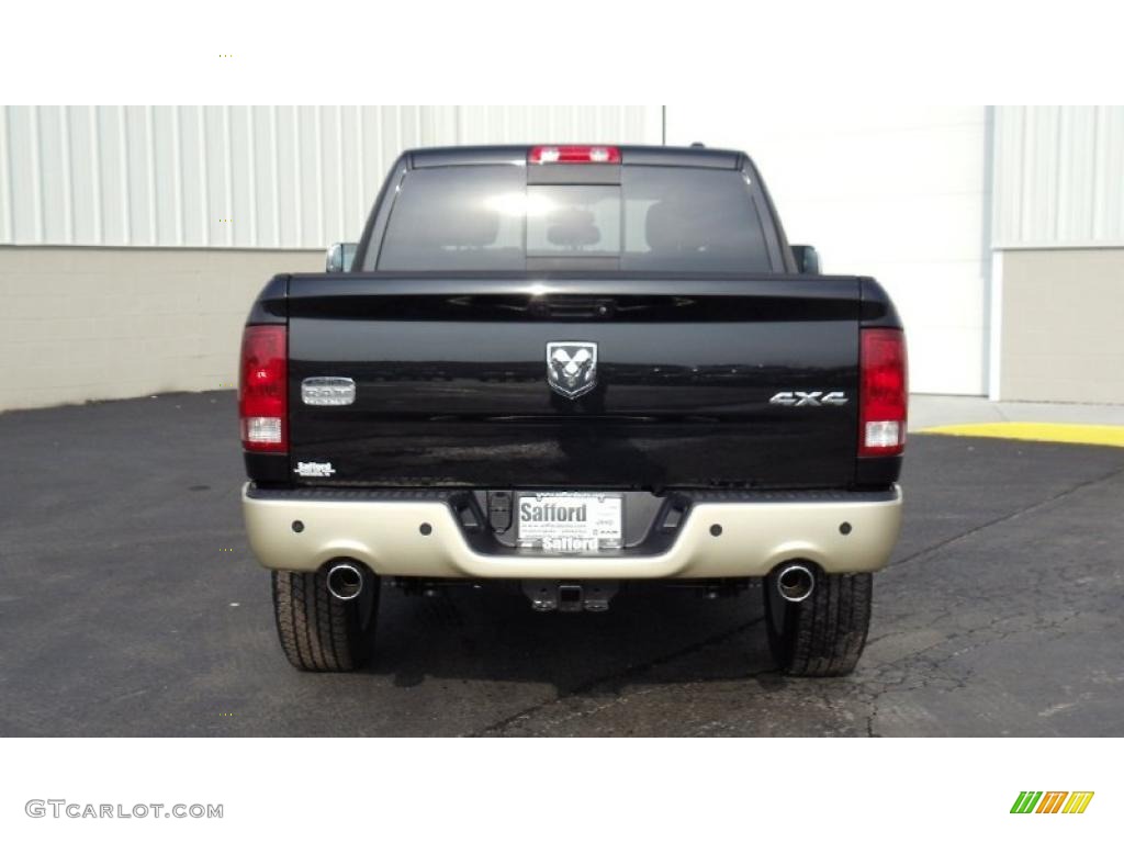 2011 Ram 1500 Laramie Longhorn Crew Cab 4x4 - Brilliant Black Crystal Pearl / Dark Slate Gray/Russet Brown photo #5