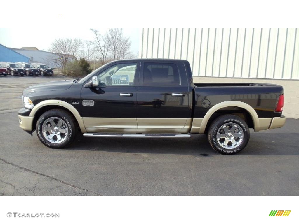 2011 Ram 1500 Laramie Longhorn Crew Cab 4x4 - Brilliant Black Crystal Pearl / Dark Slate Gray/Russet Brown photo #8