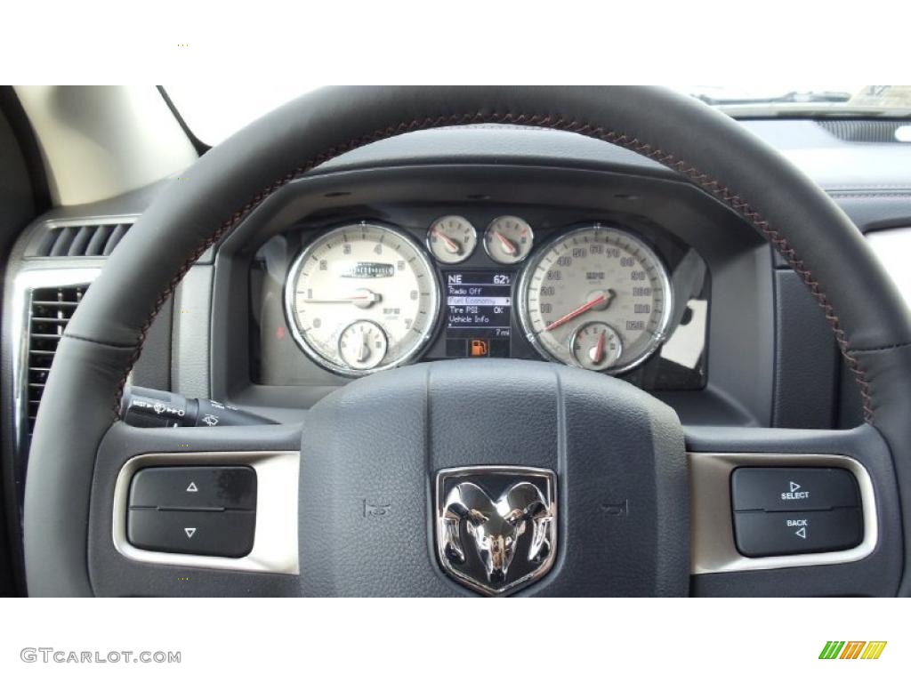 2011 Ram 1500 Laramie Longhorn Crew Cab 4x4 - Brilliant Black Crystal Pearl / Dark Slate Gray/Russet Brown photo #10