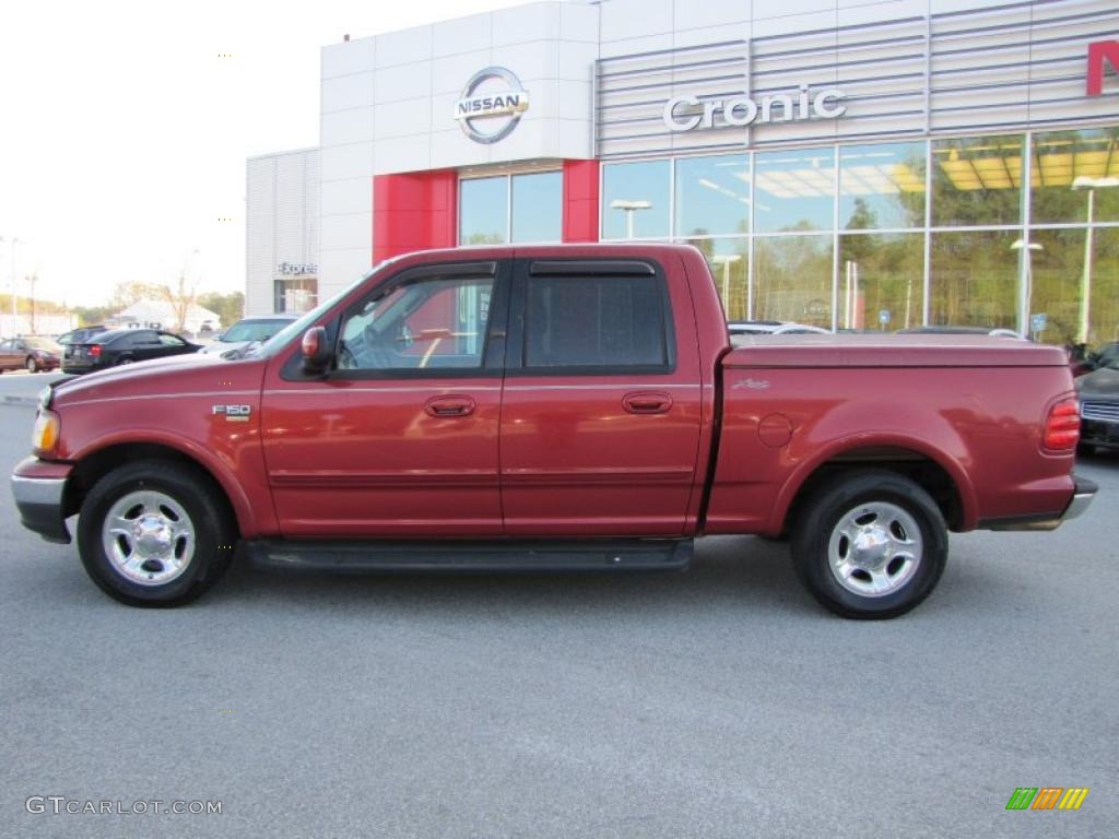 2003 F150 Lariat SuperCrew - Toreador Red Metallic / Medium Parchment Beige photo #2