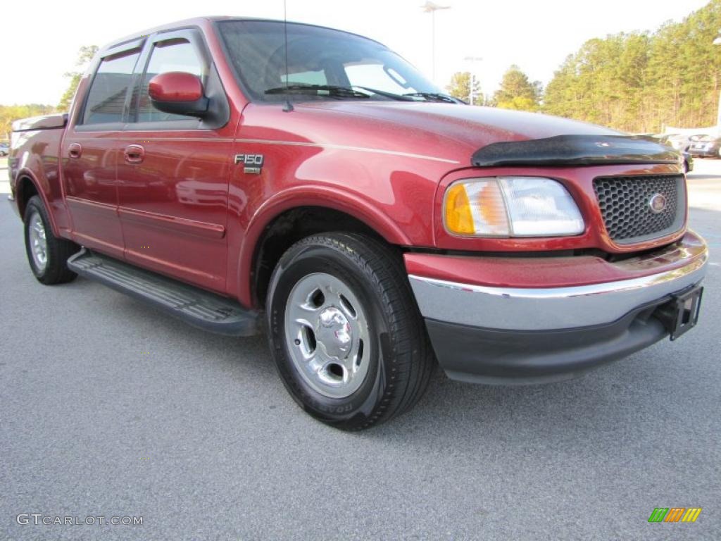 2003 F150 Lariat SuperCrew - Toreador Red Metallic / Medium Parchment Beige photo #7