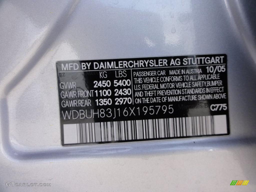 2006 Mercedes-Benz E 500 4Matic Wagon Color Code Photos