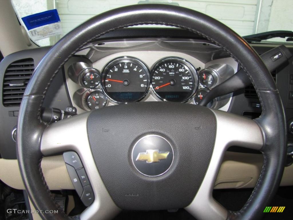 2008 Chevrolet Silverado 1500 LT Extended Cab Light Cashmere/Ebony Accents Steering Wheel Photo #47178609