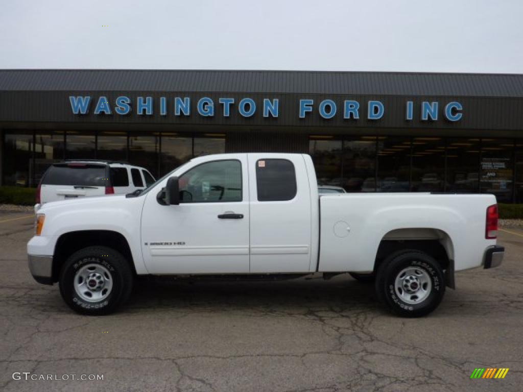 2007 Sierra 2500HD SLE Extended Cab 4x4 - Summit White / Ebony Black photo #1