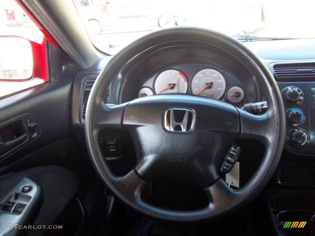 2002 Honda Civic EX Coupe Black Steering Wheel Photo #47182095