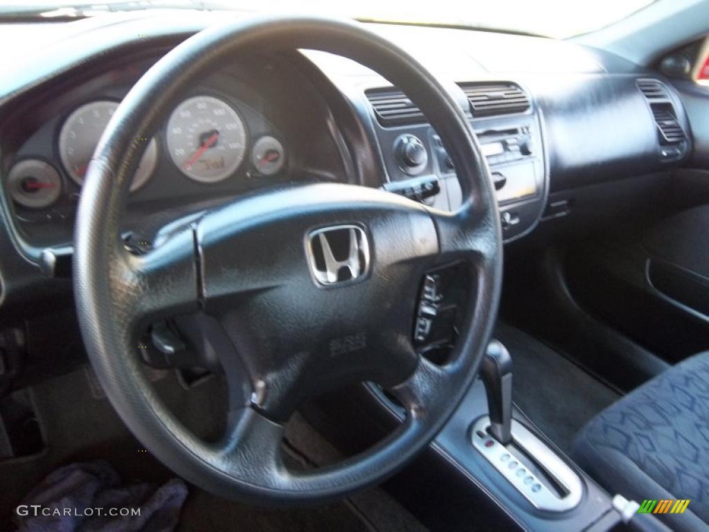 2002 Honda Civic EX Coupe Black Steering Wheel Photo #47182143