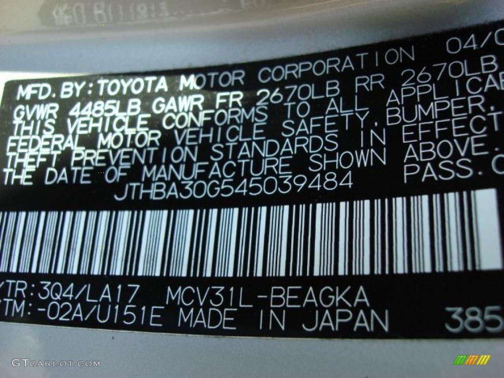 2004 ES Color Code 3Q4 for Alabaster Metallic Photo #47185347